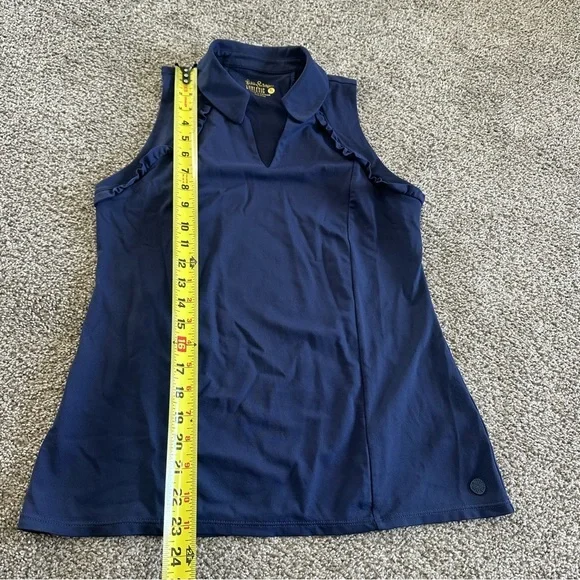 Lilly Pulitzer Martina Luxletic Knit Collared V-Neck Sleeveless Ruffle Top Small - Picture 10 of 12